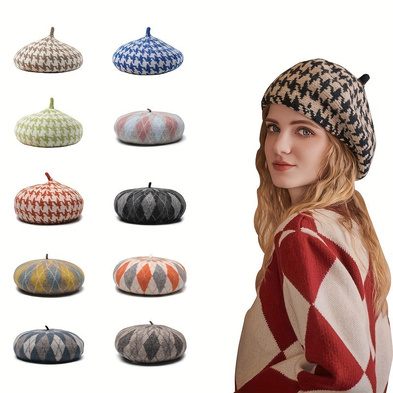 Vintage Beret Cap Women Painter Hat Classic Beanies Octagonal Hats