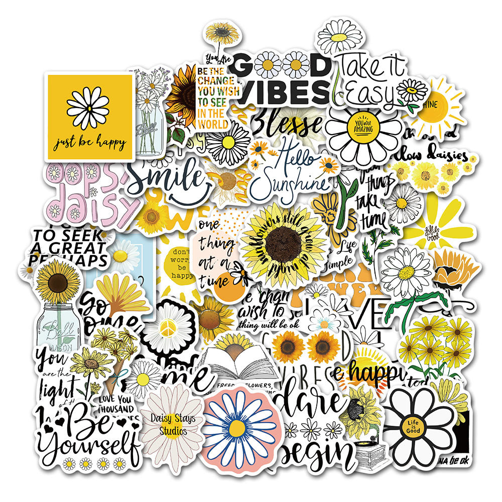 Cute Daisy Slogan Sticker Pack for Personalizing Items