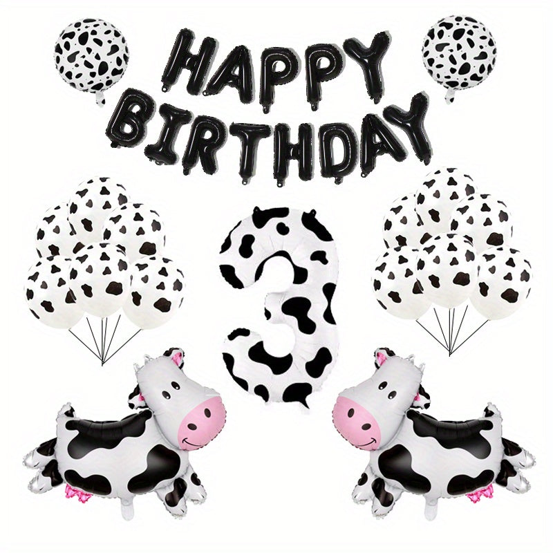 Farm Animal Theme Birthday Party Decoration Set - Cow Print Balloon Set