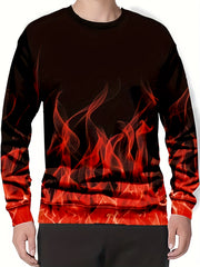 Flame 3D Print Men's Sweatshirt for Autumn Winter