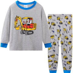 Cartoon Excavator Pajamas Long Sleeved Suit Home Clothes
