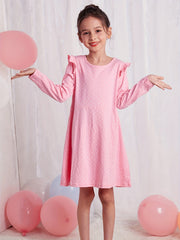 Polka Dots Girls Ruffle Long Sleeve Dress 3-8 Years