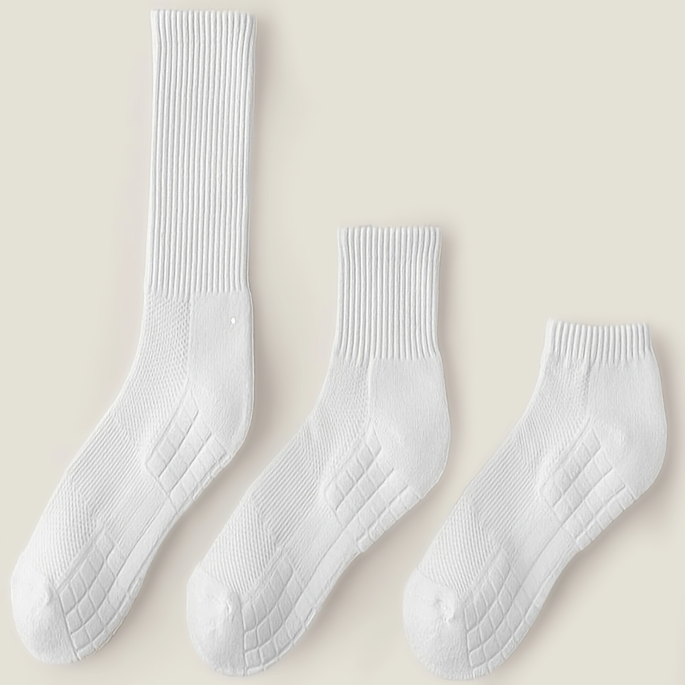 3 Pairs Men's Solid Crew&Ankle&Calf Socks Breathable Comfy Casual Unisex Socks