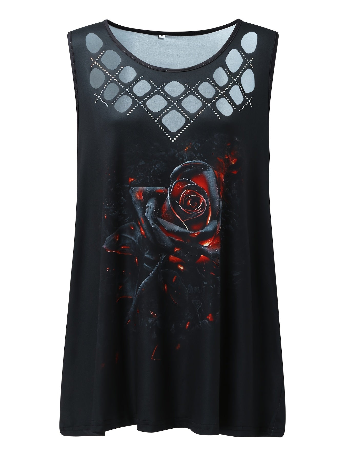 Printed Tank Top Crew Neck Sleeveless Summer Top