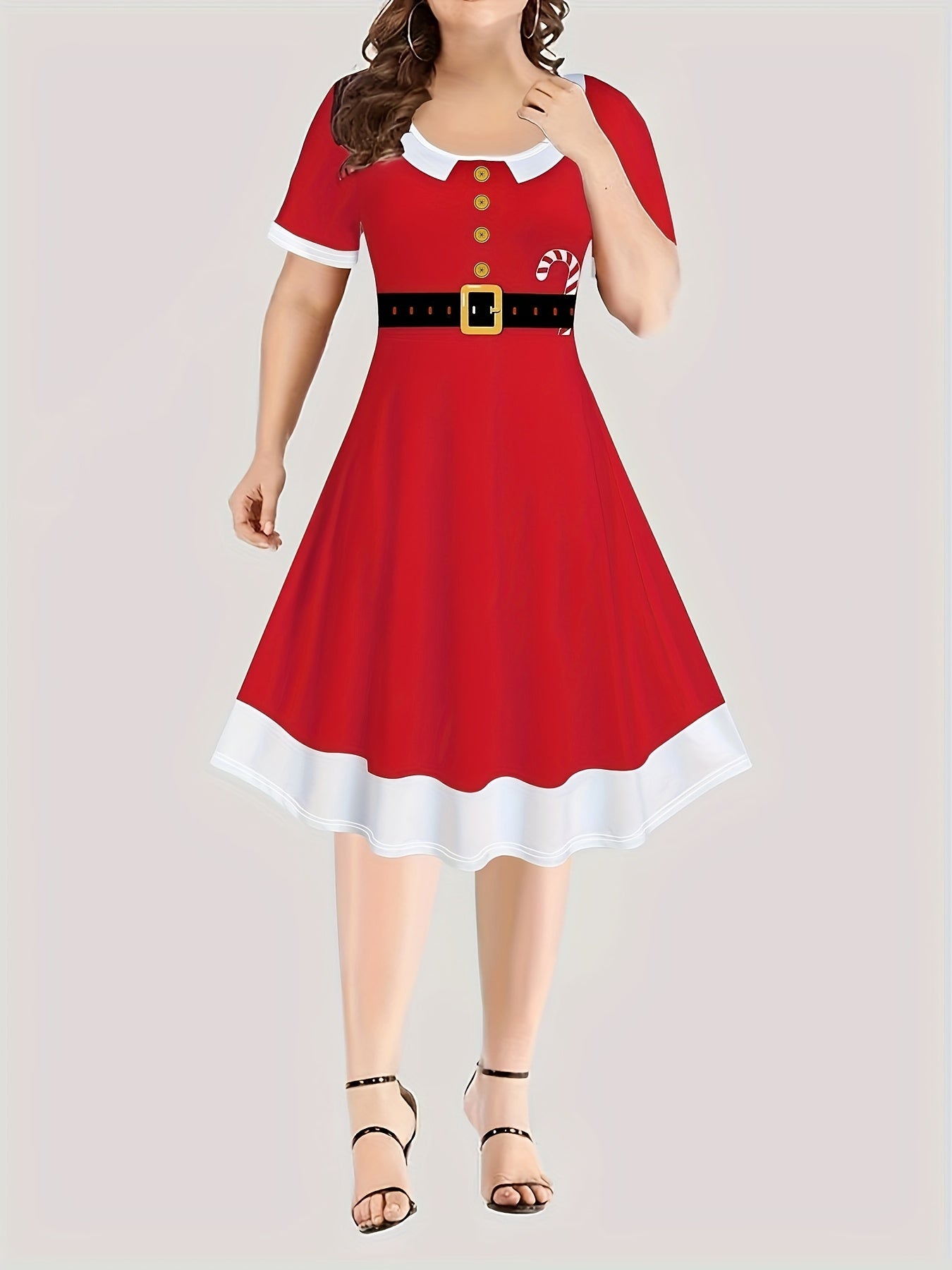 Women's Plus Size Christmas Print A-Line Dress