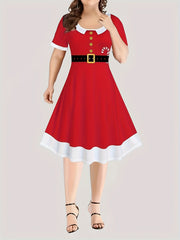 Women's Plus Size Christmas Print A-Line Dress
