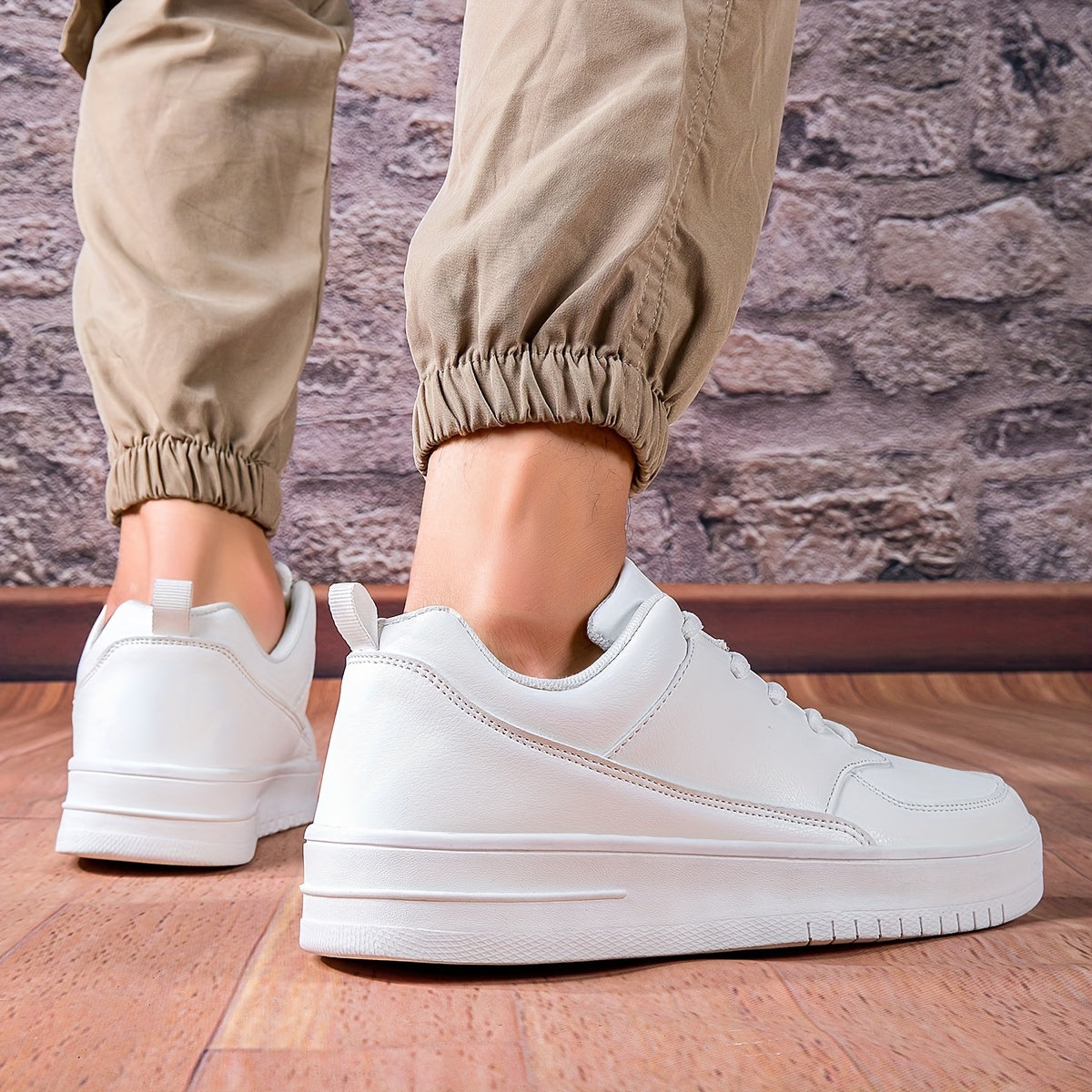 Faux Leather Skate Shoes Casual Flat Wear Resistance Sneakers