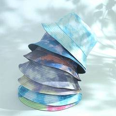 Tie Dye Print Bucket Hat Reversible Sunscreen Beach Fisherman Cap