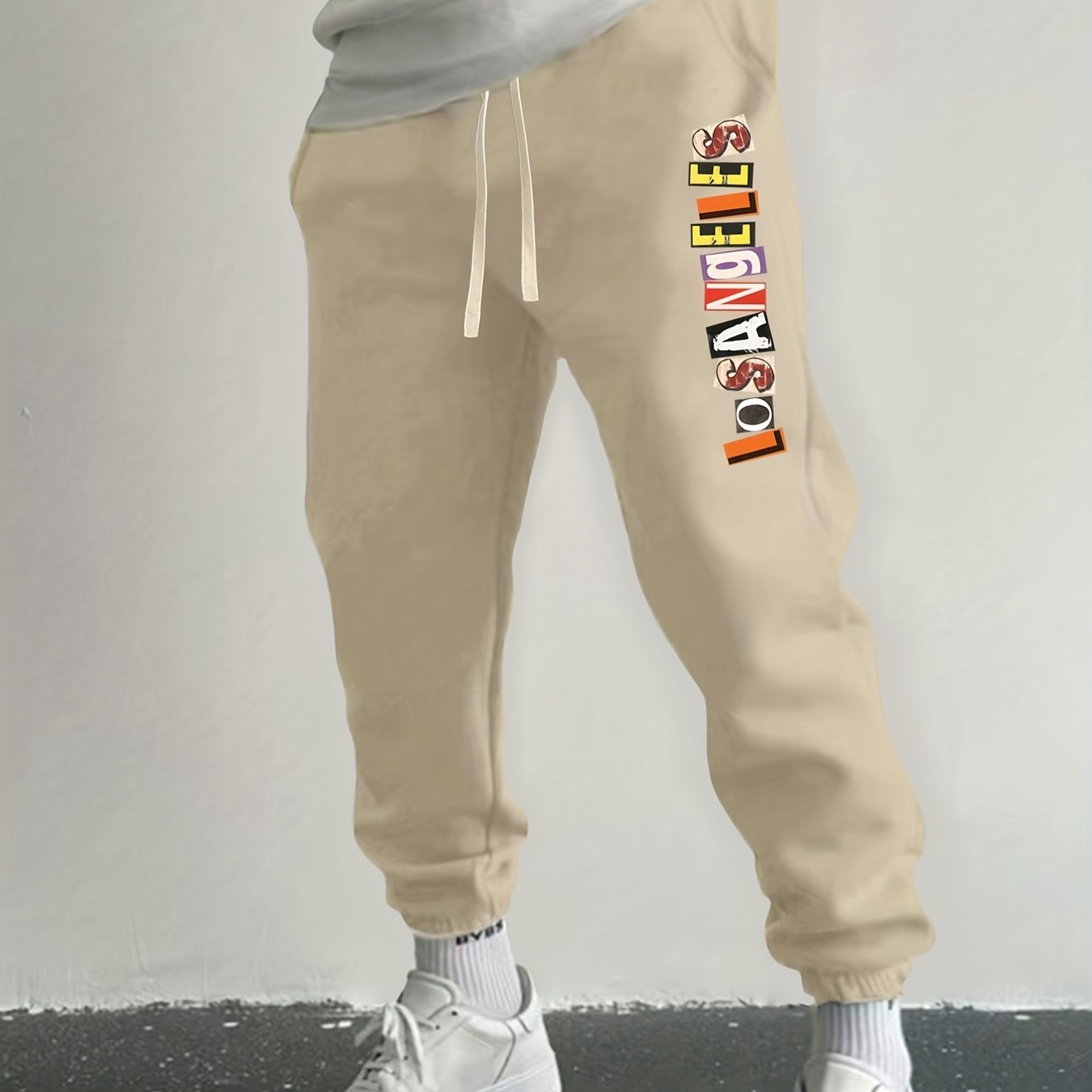LA Print Drawstring Sweatpants Loose Fit Casual Joggers Spring Autumn