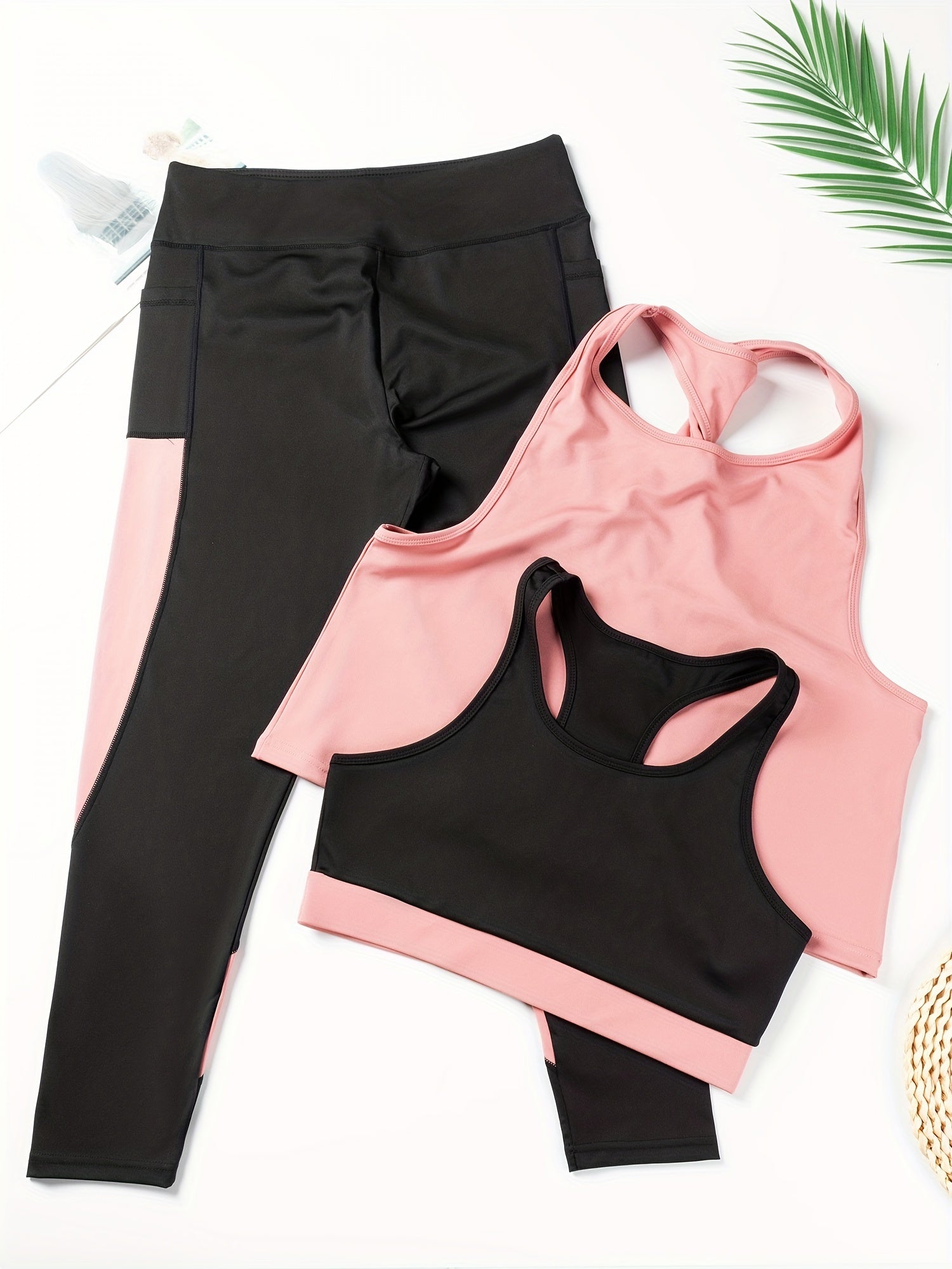 Colorblock Sports Set Bra Tank Leggings