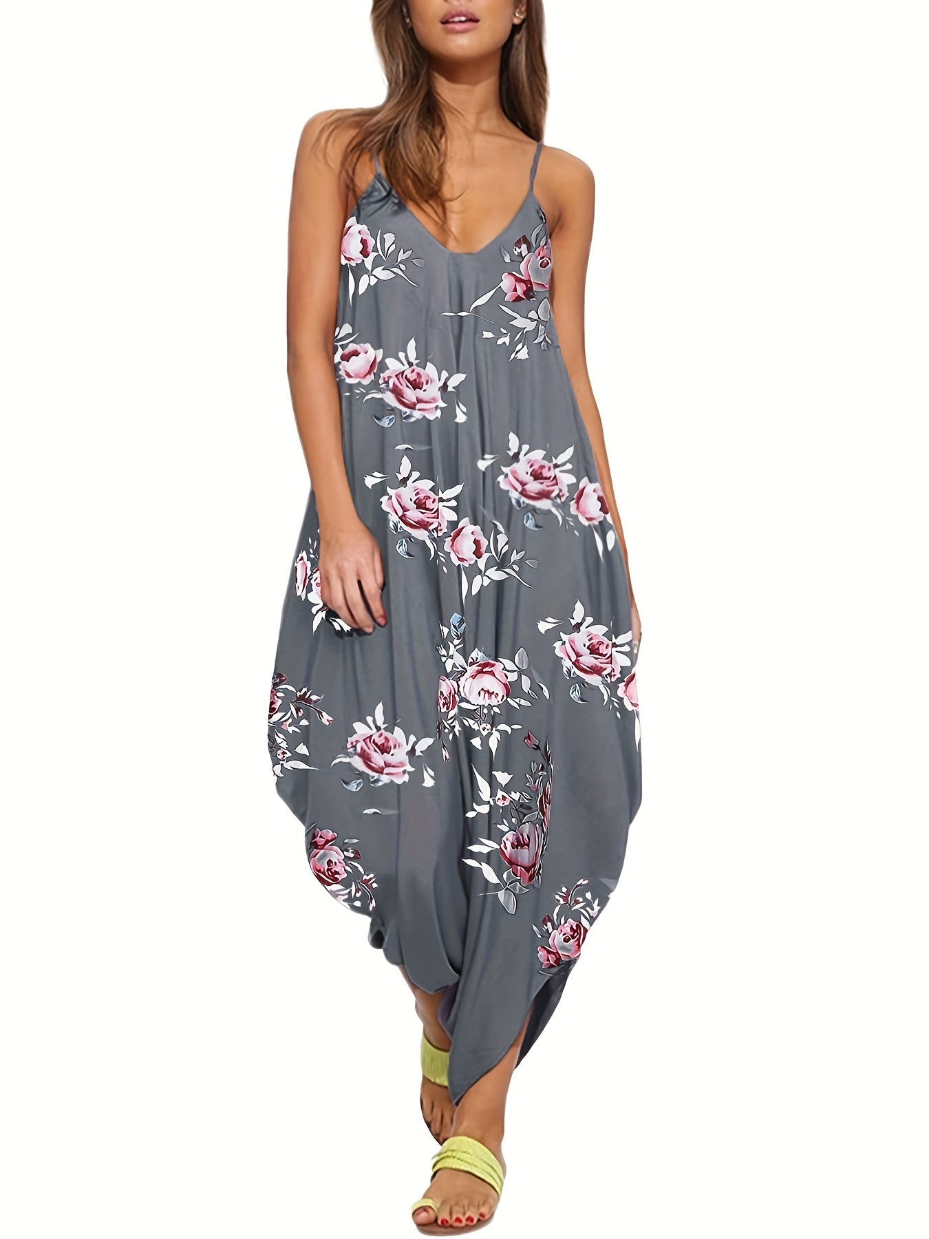 Floral Print Cami Harem Pants Jumpsuit