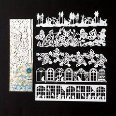 5pcs Long Strip Lace Paper Holiday Series Hand Curtains