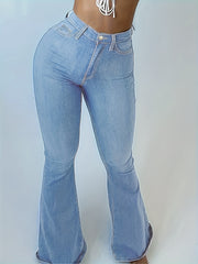 Floral Print High Rise Flared Leg Jeans