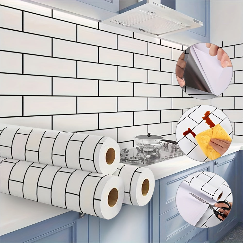 Glossy Self-adhesive Waterproof Wall Paper for Kitchen Living Room