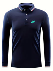 Men's Long Sleeve Golf Shirt Breathable Chukker Collared Business Casual