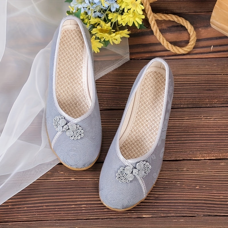 Women's Chinese Style Flat Shoes Soft Sole Slip On Walking Flats