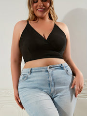 Bra Women's Plus Ribbed Wrap V Neck Bralette