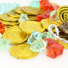 60pcs Pirate Costume Prop Set - Chests, Coins, Stones, Bags - Party Decorations
