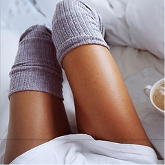 Women's Knee High Knitted Stockings Solid Comfort Outdoor Socks