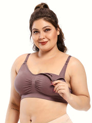 Plus Size Ruched Front Wireless Seamless Push Up Bra