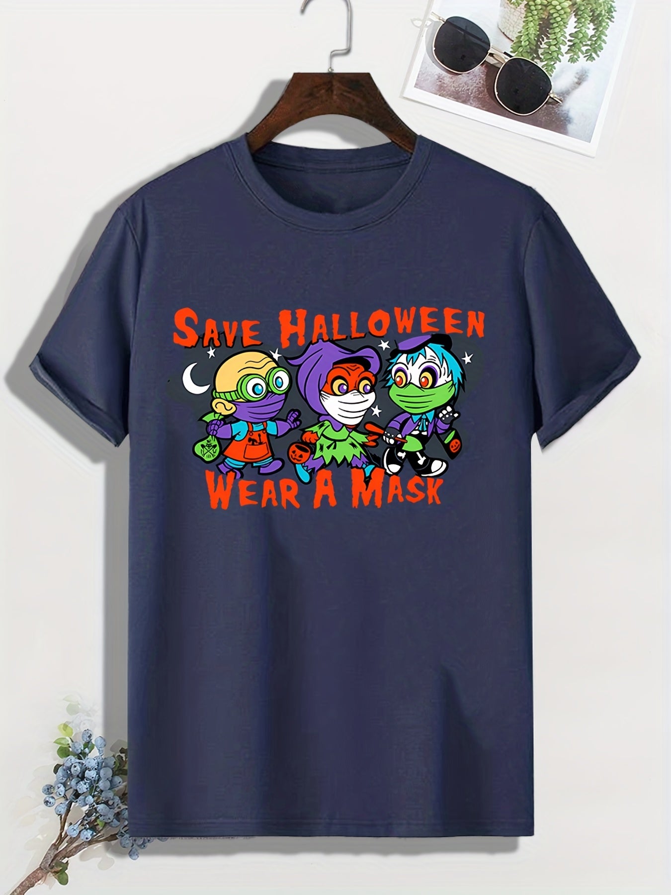 Men's Halloween Print T shirt Active Stretch Tee Outdoor