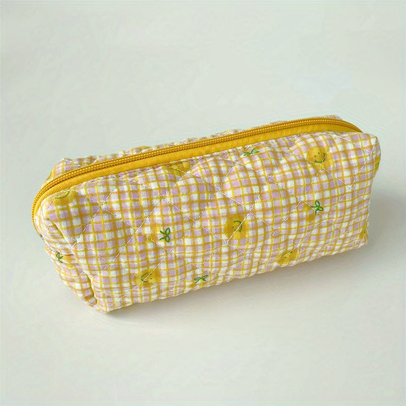 Quilted Floral Makeup Bag Travel Cosmetic Bag Toiletry Bag
