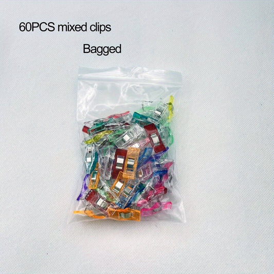 60pcs Mixed Clips Pointed Clips Office Box Storage Sewing Quilt Clips