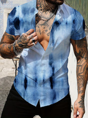 Summer Gradient Men's Casual Lapel Shirt