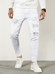 Men's Slim Fit Ripped Jeans Casual Street Style Denim Pants