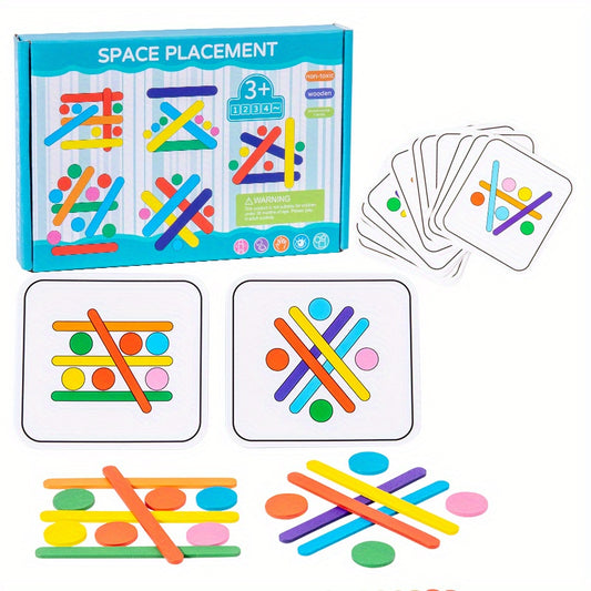 Wooden Rainbow Stick Thinking Puzzle Toy Matching Game Montessori