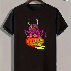 Halloween Monster & Pumpkin Graphic Tee for Men