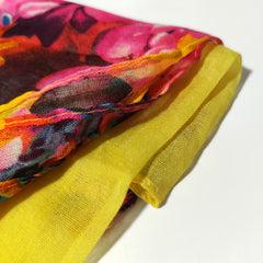 Vintage Yellow Flower Print Scarf Gradient Warm Shawl Women Windproof