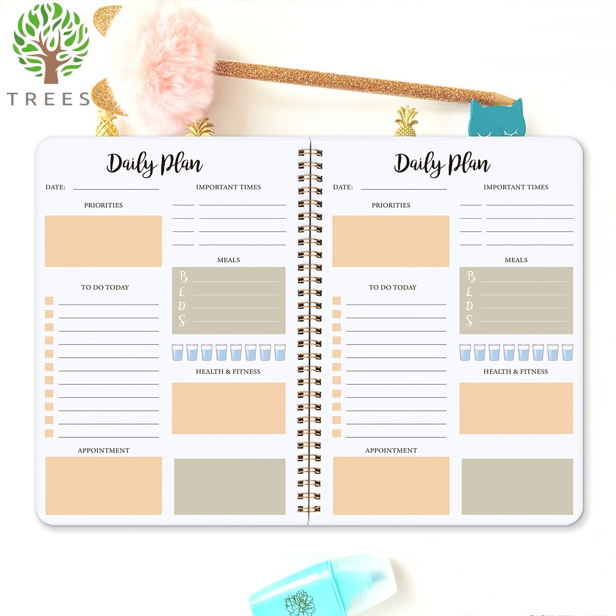 Tree Daily Planner Notebook 8.5x5.5 Inches