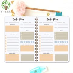 Tree Daily Planner Notebook 8.5x5.5 Inches