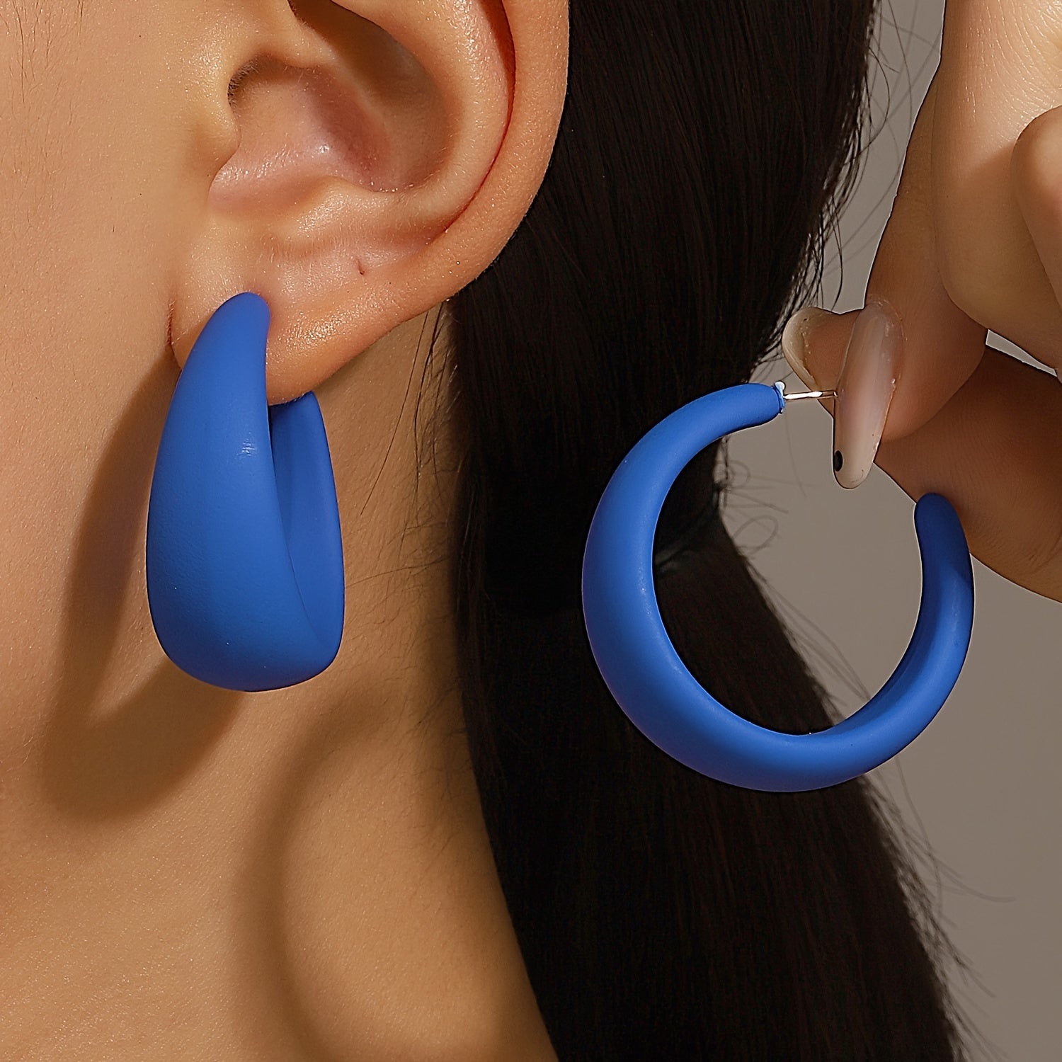C Shape Bright Hoop Earrings Resin Jewelry Gift