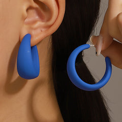 C Shape Bright Hoop Earrings Resin Jewelry Gift