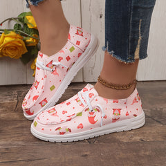Women's Heart Skate Shoes Dwarf Pattern Flat Canvas Shoes