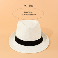 Rolled Brim Jazz Sun Hat Beige Top Hat Hollow Out Straw Hat