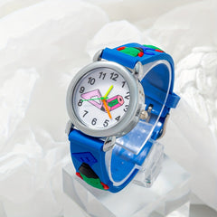 Kids Crayon Print Silicone Quartz Watch for Gift