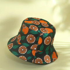 Orange Print Bucket Hat Cartoon Fruit Sunscreen Basin Hat