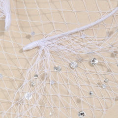 Veil Headband with Rhinestones & Flowers for Weddings