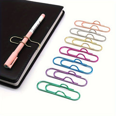10pcs Metal Pen Clip Multifunctional Golden Pen Clip Office Stationery Tool