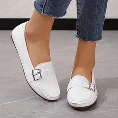 Women's Buckle Decor Slip On Loafers Soft Sole Outdoor Shoes