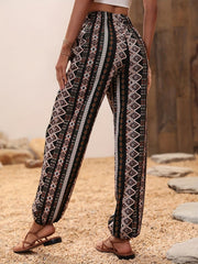 Leaves Print Jogger Pants Casual Random Print Wide Leg Pants