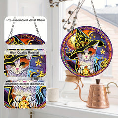 Cat Pattern Artificial Diamond Painting Kit DIY 5D Diamond Art Pendant
