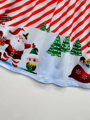Santa Pattern A line Dress Girl's Christmas Outfit Kids Costume