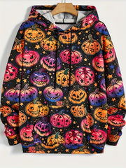 Halloween Print Hoodies Men Graphic Sweatshirt Kangaroo Pocket
