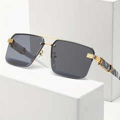 Men's Half Frame Sunglasses Floral Pattern Square Frame Plastic Glasses