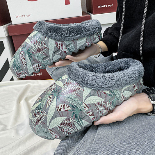 Men's Tropical Graffiti Plush Slippers