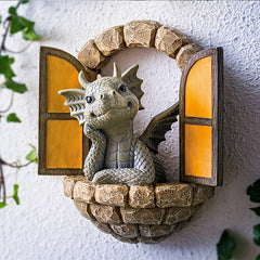 Dragon Garden Ornament Resin Craft Statue Dragon Wall Statue Outdoors